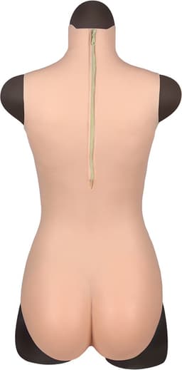 Siliconen Triangle Bodysuit met rits - Cup C - + kanten choker - 100% hypoallergene medische siliconen - kunstvagina - borsten - bodystocking - Siliconen Huid - Fake boobs - Crossdresser - Transgender - Travestiet - Femboy - Cosplay - Body4Everybody — thumbnail 2