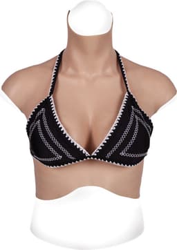 Siliconen Borst maat L / XL met rits! - Cup C - + kanten choker - 100% hypoallergene medische siliconen - Kunstmatige nepborst - Bodysuit - Crossdresser - Transgender - Travestiet - Femboy - prothesen - borstprothese - Wearable boobs - Body4Everybody — thumbnail 2