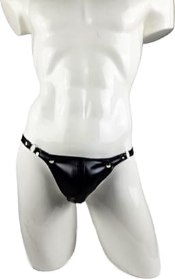String Man - sexy Lingerie Heren S/M -Open voorkant - Zwart mannen string Imitatie leer SM kleding — thumbnail 2