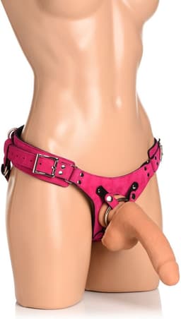 Korset Deluxe Leren Strap On - Roze — thumbnail 2