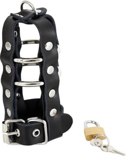 vscnovelty - chastity device - Cock Strap with Lock - PU leder — thumbnail 6