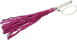 Rimba - Leren Zweep (Flogger) Met Metalen Handvat - Roze — thumbnail 1