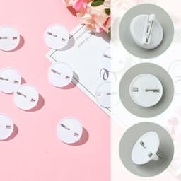 80 stuks blanco broche basispin badge blanks 1,85 cm witte plastic platte ronde schijfknop Corsage reversspeldjes omlijsting trays cabochon instellingen voor sieraden maken doe-het-zelf — thumbnail 3