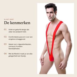 Dailygoods- Mankini - Eenheidsmaat voor Heren - Huidvriendelijk Elastisch Materiaal - Sexy/Innovatief - Comfortabel - Geschikt voor de meeste Mannen - Zwembroek — thumbnail 5