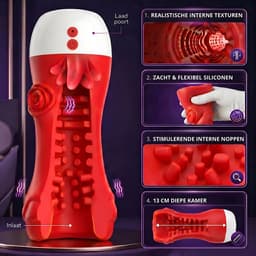 SF Toys Deep Throat Masturbator Man – 13 cm Diepe Kamer – 9 Tongbewegingen – 9 Vibratiestanden – USB Oplaadbaar – IPX6 Waterdicht — thumbnail 3
