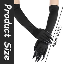 SnelShoppen - Halloween Kostuum Handschoenen Zwart Lange Gloves met Nagels - Herbruikbare Polyester Handschoenen voor Feestelijke Halloween Outfit - U — thumbnail 2