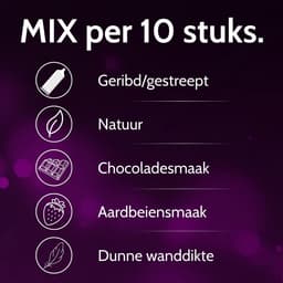 VIBRATISSIMO condooms Mix 50-pack gemengd | gevoelsecht & extra vochtig | Zakje dunne wanddikte & gearomatiseerd | flinterdun genopt & geribbeld | Natuurrubberlatex — thumbnail 2