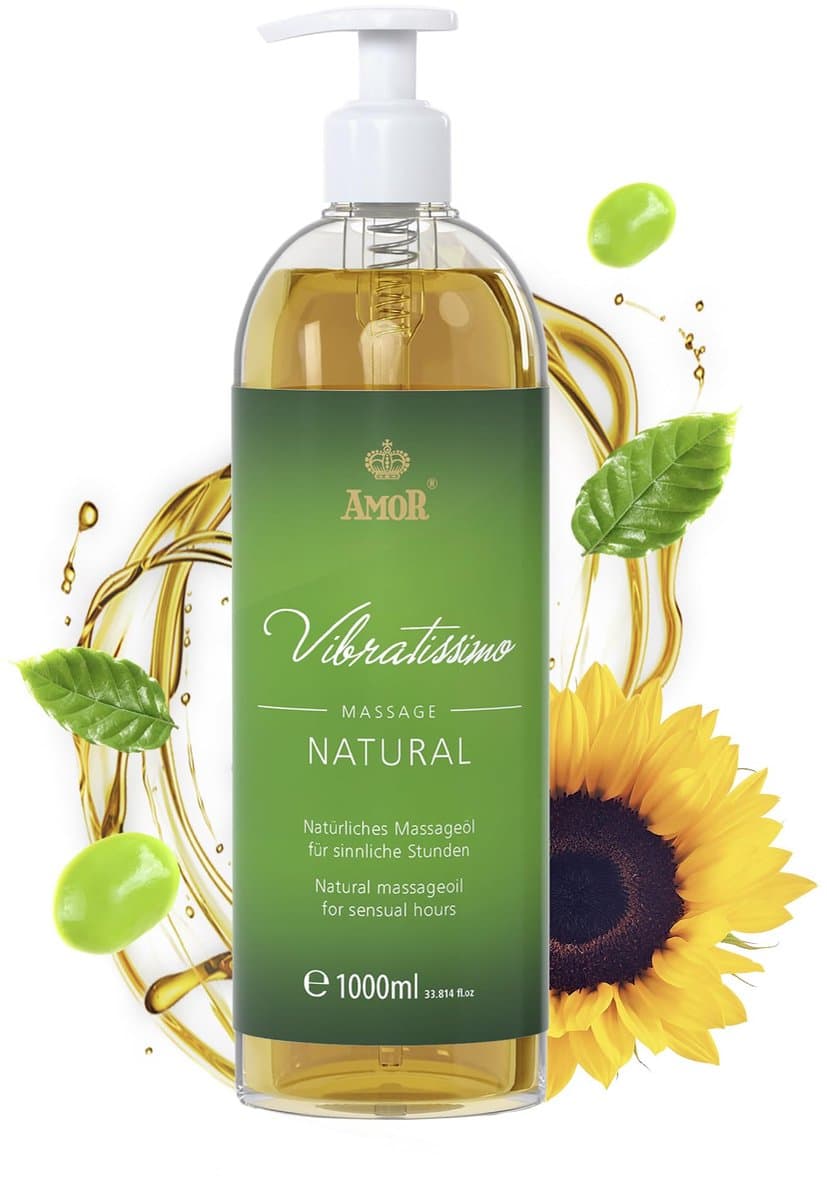 Vibratissimo 'Natural': massageolie voor sensueel genot, liefdesolie, erotische olie, 1000 ml — afbeelding 1