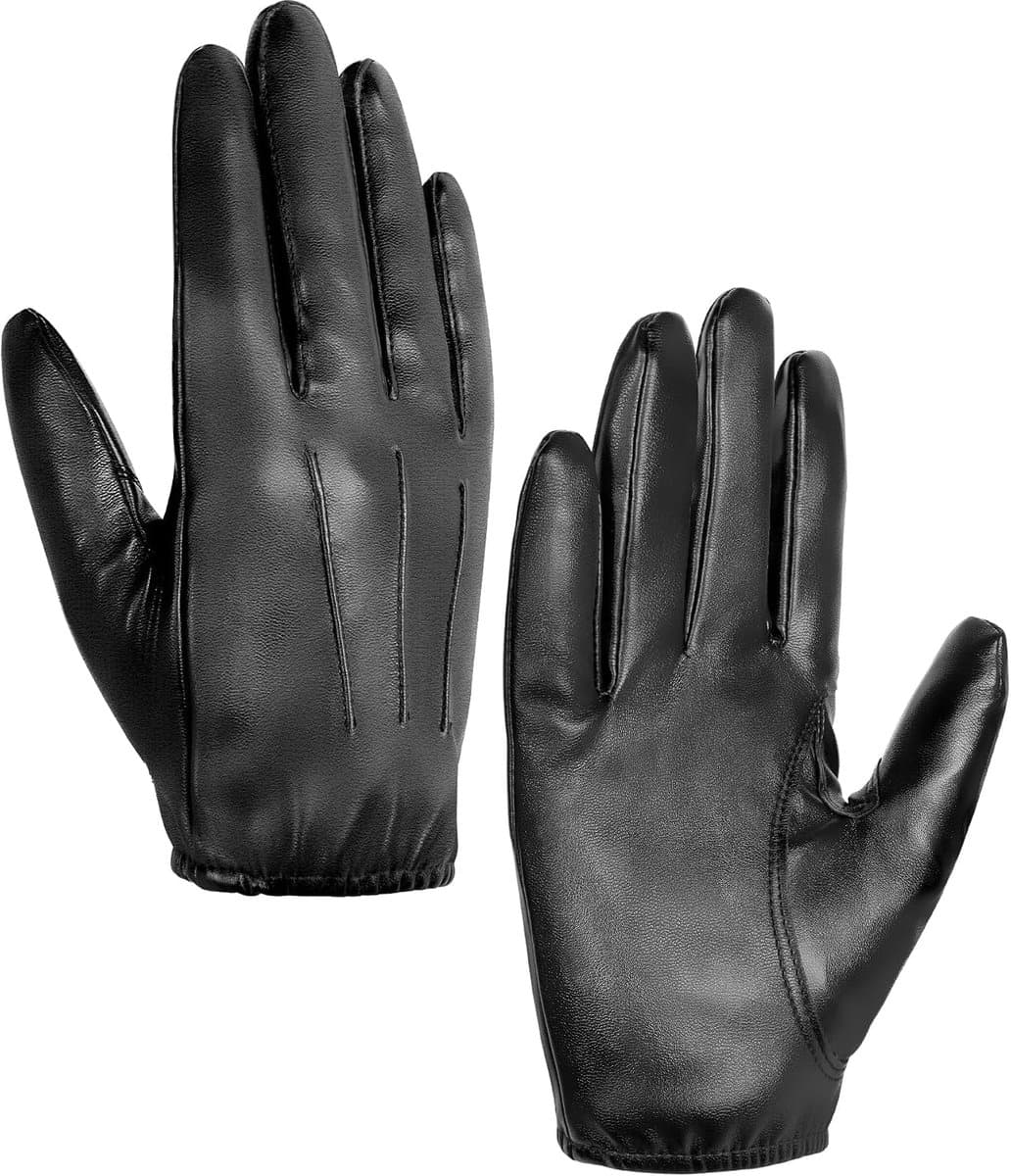 Handschoenen voor Heren - Dun, Ongevoerd, Winddicht, Touchscreen, Faux Leder, Zwart, XL — afbeelding 1