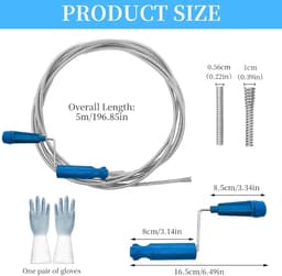 Pipe cleaning spiral 6 mm x 5 m, drain cleaner spiral (blue, 5 m) - ShopVlot — thumbnail 2