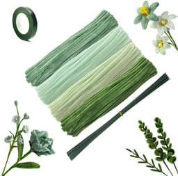 Green Pipe Cleaner Flower Set, Rose Bouquet Pipe Cleaner Crafts - ShopVlot — thumbnail 1