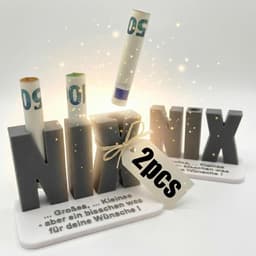 Set van 2 originele geldgeschenken NIX – 3D-letters met gat voor bankbiljetten – voor "niets gewenst" – mannen en - ShopVlot — thumbnail 1