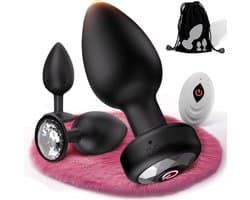 Lzwintrading - Buttplug Vibrator met Afstandsbediening - Vibrators voor Vrouwen & Mannen - Prostaat Stimulator - 3-Delige Siliconen Set - Butt Plug met 10 Vibratie Standen - Sex Toys voor Koppels - Anale Speeltjes - Vibrerende Buttplug - Anaal Dildo