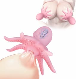 OLOEY 2 Elektrische octopus-borstmassagers en tepelvibrators met 10 vibratiestanden en zuigfunctie – Elektrische stimulator voor borsten-clitoris en tepels (likfunctie) – Seksspeeltje voor vrouwen — thumbnail 1