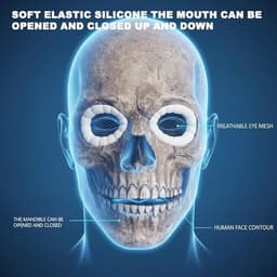 Halloween eng masker mannen, griezelig volledig hoofd schedel masker met bewegende kaak, volledig hoofd latex skelet hoofddeksels voor horrorfilmfans en volwassen Halloween-kostuums. (harde — thumbnail 5