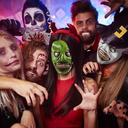 Halloween realistisch horrormasker, Halloween glimlachend demon latex masker, voor volwassenen, carnaval, feesten, cosplay, kostuumaccessoires (groen) — thumbnail 5