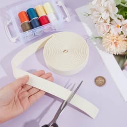 Elastische band keperstof brede elastische band 2,55 cm beige dubbelzijdige keperstof geweven elastieken band polyester garen elastieken band voor naaien broek rok — thumbnail 2
