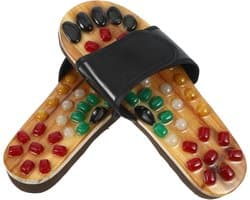 Voetmassage Sandalen - Massageslippers Acupunctuur - Voetverzorging Ontspanning - Natuurlijke Jade Kasseien - 28 x 10 x 35 cm - Zwart