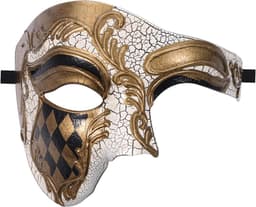 Venetiaans masker voor heren, halfmasker: retro kostuum, maskerade, Venetië, oogmasker, vintage, licht, aangenaam kostuum, masker voor maskerade, gemaskerd bal, gemaskerd fantôme van de opera — thumbnail 1