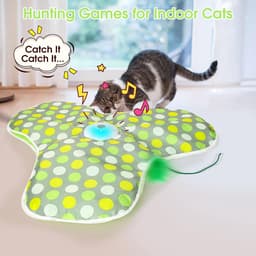 interactieve spelletjes voor katten in huis, beweegbaar kattenspel, automatisch kattenspel met veren, stimulerende spelletjes voor katten, ondersteunt USB-opladen (Groen) — thumbnail 5