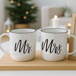 Gifffted Mr And Mrs Mugs, Unique Wedding Gift For Couple, Gifts For Engagement, Anniversary, His And Her, Bride And Groom, Valentines And Christmas Gifts For Couples, Set Of 2 Coffee Mugs — thumbnail 2