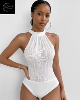 Body Dames – Elegante Witte Halter Body – Luxe Kwaliteits Bodysuit – Sexy Festival Look – Clubwear – Verfijnde Witte Lingerie Top – Stretch & Shaping – Lingerie Body Erotisch – Sexy Body – Bodystocking – Statement Piece – Maat XS/S, M, L, XL — thumbnail 2