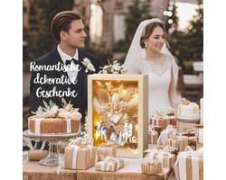 Romantische geschenkdoos - Liefdescadeau voor haar - Sfeer creëren - Met eeuwige bloemen - 16 x 11 cm - Houtkleur