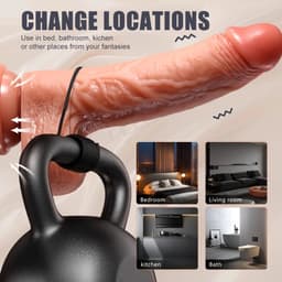 Realistische Stotende Dildo Vibrator - 22,35cm Oplaadbaar via USB met 7 Trilstanden, 7 Stootinstellingen, Afstandsbediening, G-Spot Stimulatie. — thumbnail 2