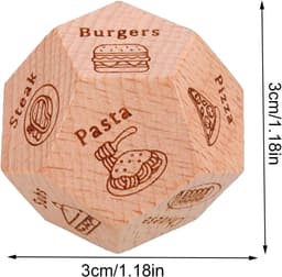 Avonddobbelstenen voor koppels - Date night dobbelstenen - Romantische avonden - Keuzes voor eten - 3 cm - Houtkleur — thumbnail 7