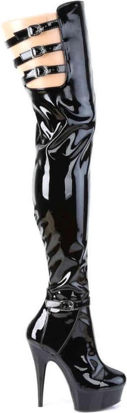 Pleaser - DELIGHT-3055 Plateau overknee Laarzen - US 6 - 36 Shoes - Zwart — thumbnail 5