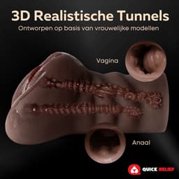 Quick Relief Kira™ - Masturbator - Pocket Pussy - 2 in 1 Vagina en Anus - Sex Toys voor Mannen - Realistisch - Zwart — thumbnail 12