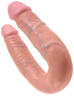 King Cock U-Shaped Double Trouble Dubbele Dildo Medium - beige — thumbnail 3