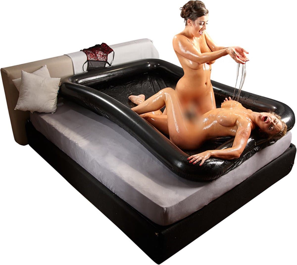 Fetish Collection – Glossy Volwassen Speelbad voor Natte Erotische Spellen Waterdicht en Opblaasbaar met Glijmiddel 1 Liter – Zwart — afbeelding 1