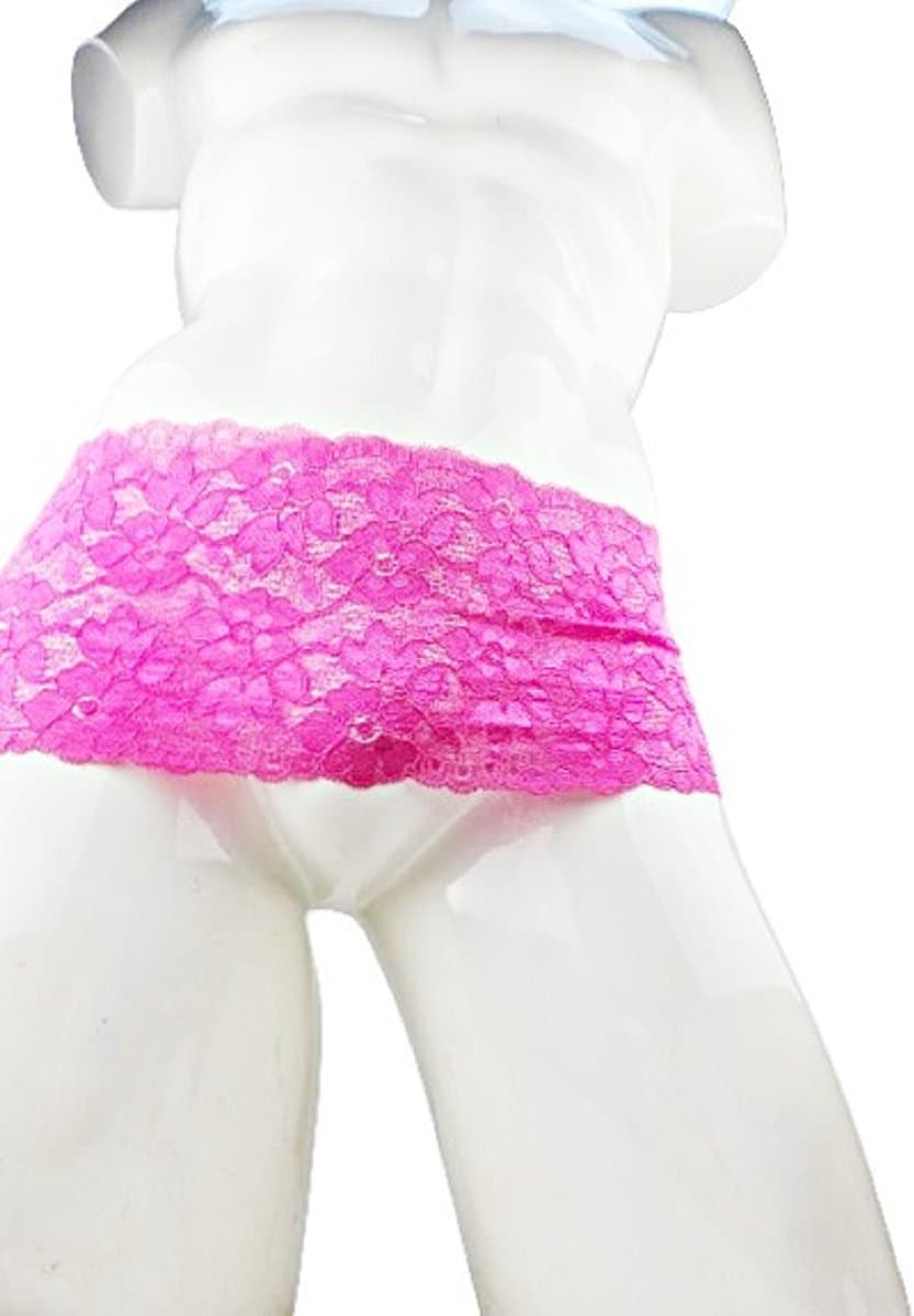 BamBella® Slip Roze open kruis kant voor mannen - S/M - doorzichtig Erotische onderbroek Sexy Lingerie Heren - Zwart mannen ondergoed slip — afbeelding 1