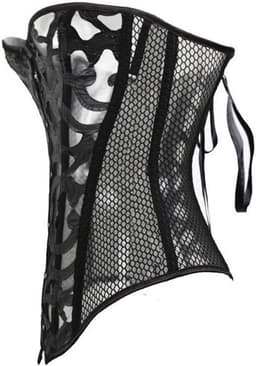 Sexy Zwart Overbust Korset met Vetersluiting en Uitbening - Taille Cincher Bustier voor Dames — thumbnail 4