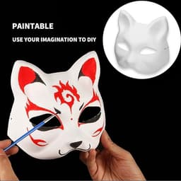 10 stuks kattenmaskers, party, maskerade,therian masker, vossenmasker, wit doe-het-zelf maskers om te beschilderen, doe-het-zelf papieren masker, cosplay — thumbnail 5