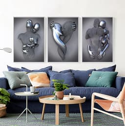 Set van 3 Romantische Abstracte Sculptuur Posters - Stijlvolle Wanddecoratie voor Stijlvol Interieur — thumbnail 5