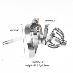 Fixxx - Ethan - Kuisheidskooi met Holle Penisplug - Zilver - Twee Diameters 45 mm — thumbnail 2