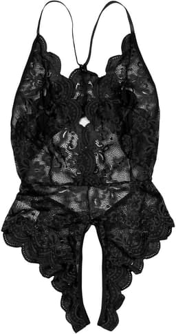Sexy kanten bodysuit voor dames – diep decolleté, open rug, zwarte erotische lingerie — thumbnail 5