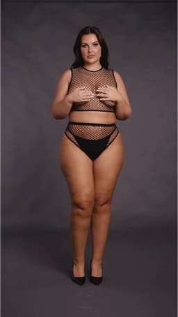 2 Pc Crop Top - Pantie and Fishnet Structure - OSX - Black — thumbnail 9