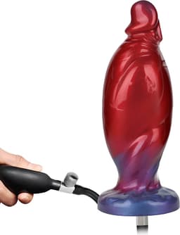 Power Monsters - Shadow Behemoth - Opblaasbare Monster Dildo - 22 cm - Rood/Blauw — thumbnail 11
