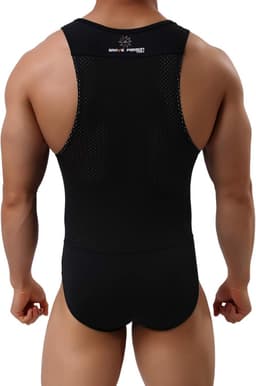 Heren Bodysuit - Ondergoed Singlet - Dagelijks Comfort - Vormgevend Effect - Zwart — thumbnail 5