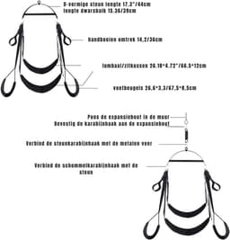 SVN®Sex Schommel - Sex Stoel - Bondage - Zwart - 32cm x 10cm x 36cm — thumbnail 3