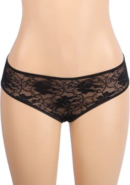 Zeloria Kanten Slip met Open Kruis – Zwart – Dames Lingerie Slip met Stretch – XL — thumbnail 12