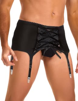 Zeloria Heren Jarretel Boxer Kant – Erotische Lingerie met Bandjes – Zwart – L – Exclusief Kousen — thumbnail 16