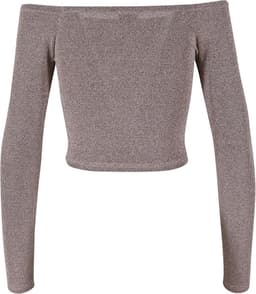 Dames Off Shoulder Glitter Longsleeve Shirt Bordeauxrood — thumbnail 2