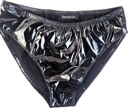 BamBella® Erotische slip- Maat L/XL - Wetlook korte broek Dames - Zwart Datex mix latex en stof ondergoed Sexy BDSM kleding — thumbnail 3