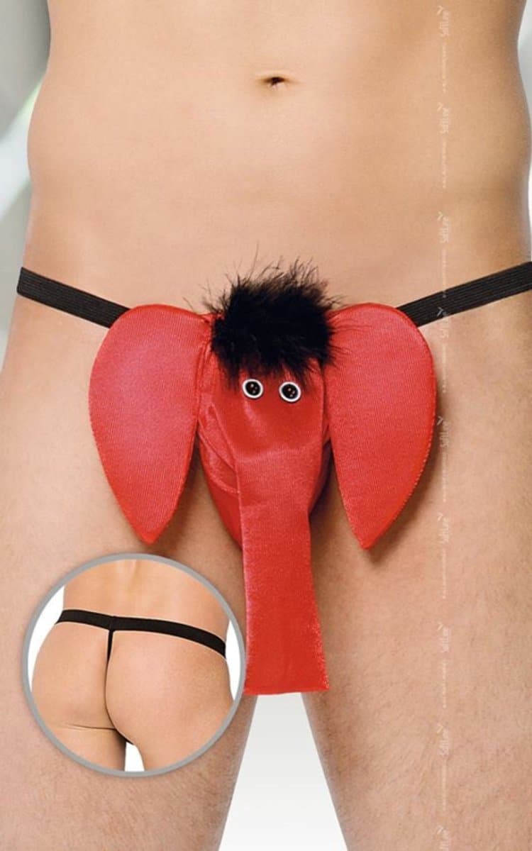Softline Collection - Grappig olifanten string voor heren rood S t/m L — afbeelding 1