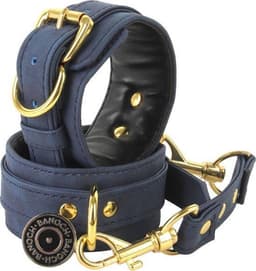 Banoch | enkelboeien van pu leer | velvet blauw / goud | bondage — thumbnail 4