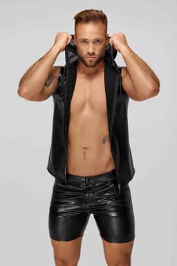 Noir Handmade - Mid-length snake wetlook with back pockets Korte broek - XL - Zwart — thumbnail 3